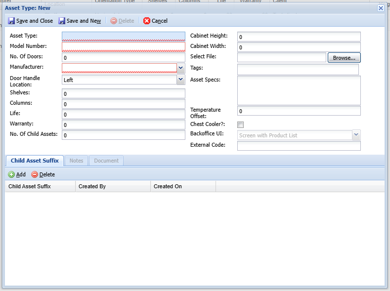 Default Asset Form