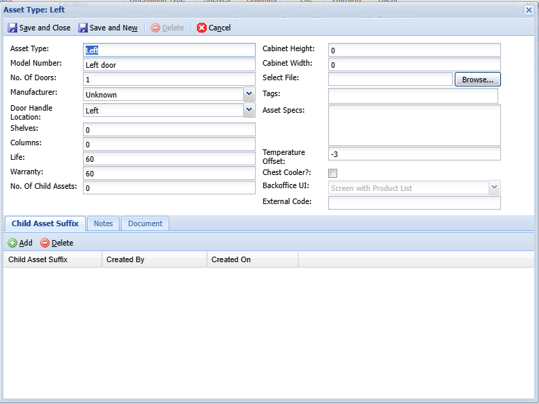 Default Asset Form