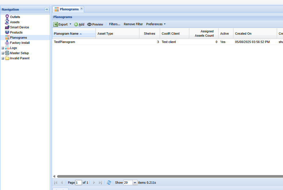 Default Asset Screen
