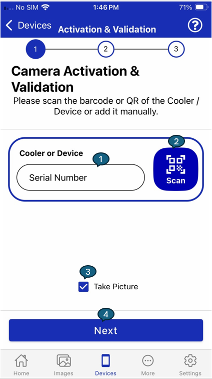 Activation & Validation Screen