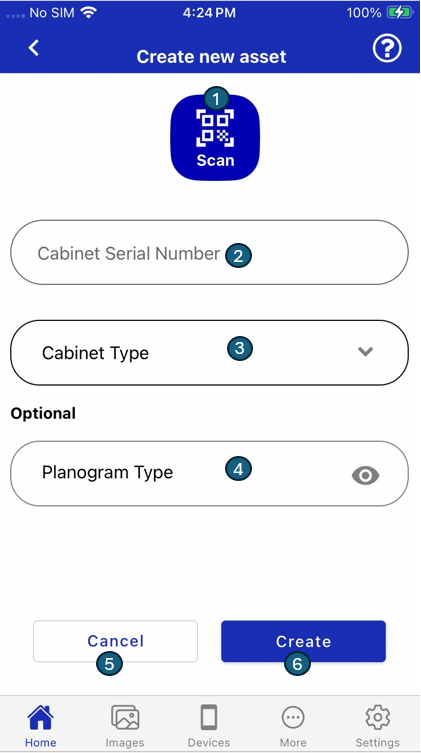 Create Asset Screen