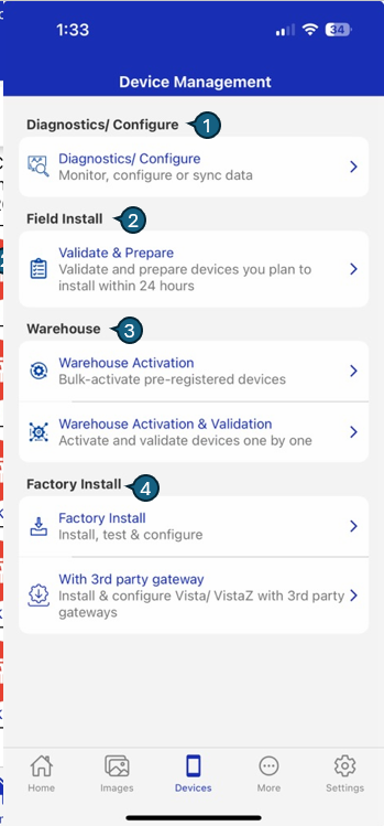Device Management Screen